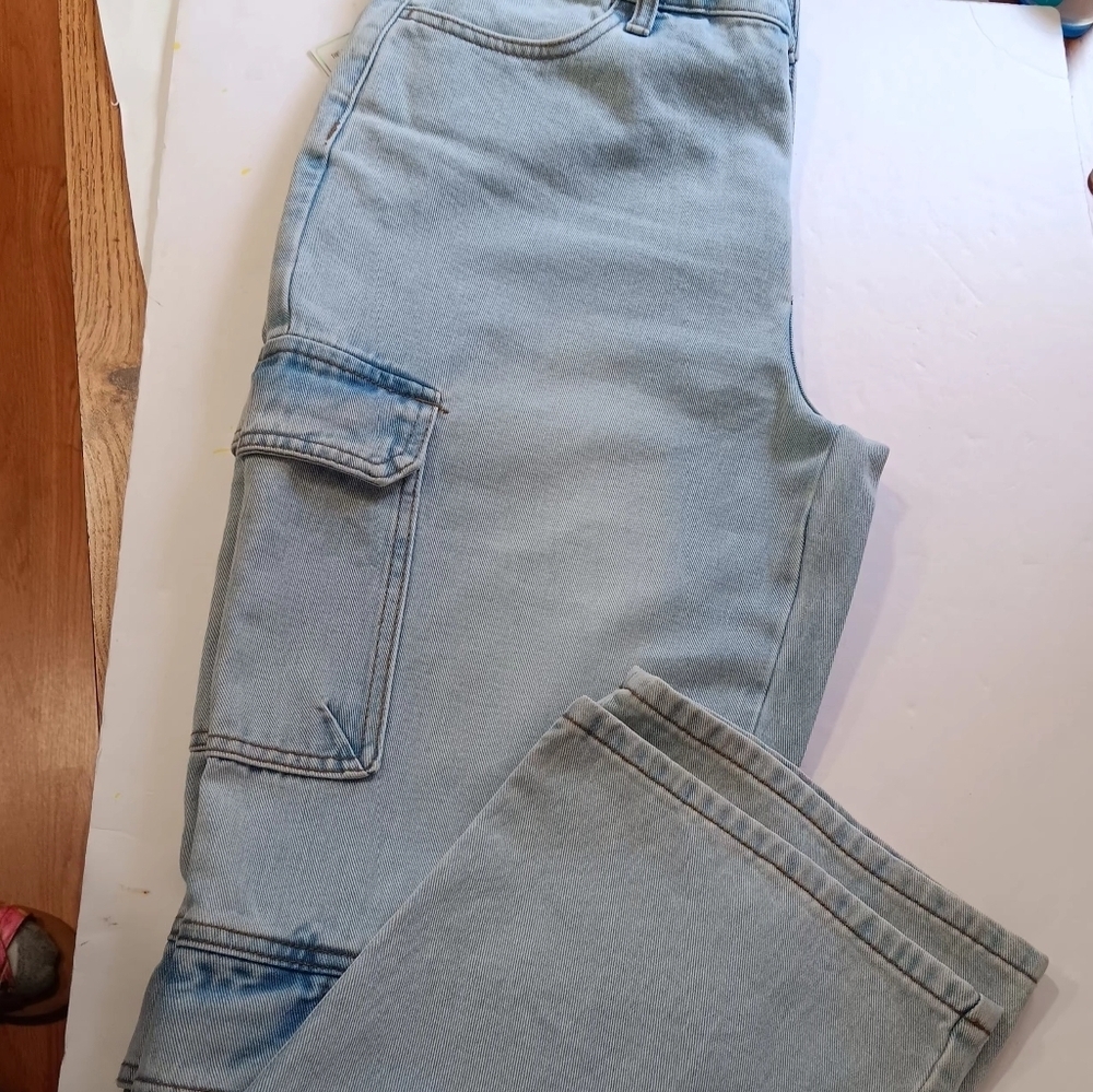 BB Jeans women's cargo pants,straight leg,Low rise,Ligh Blue,sz 9/29, Cotton. - Picture 5 of 17